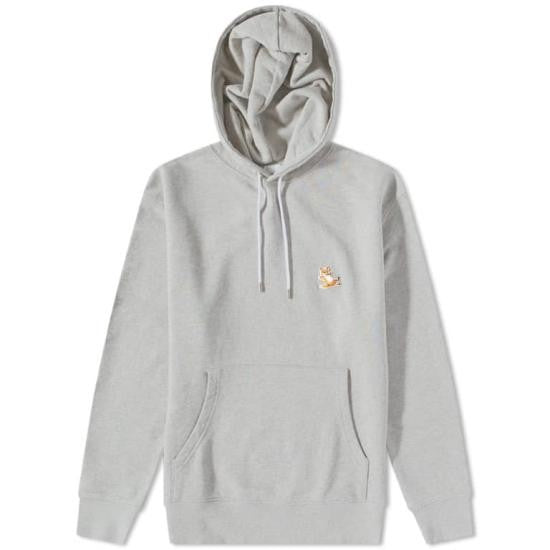 Maison Kitsuné Light Grey Pullover Hoodie With Adjustable Drawstring Hood