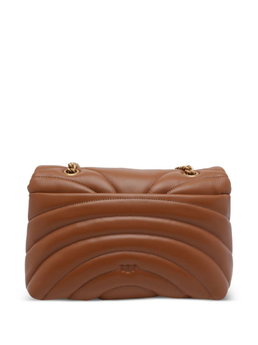 Pinko Brown Quilted Gold-Tone Clutch