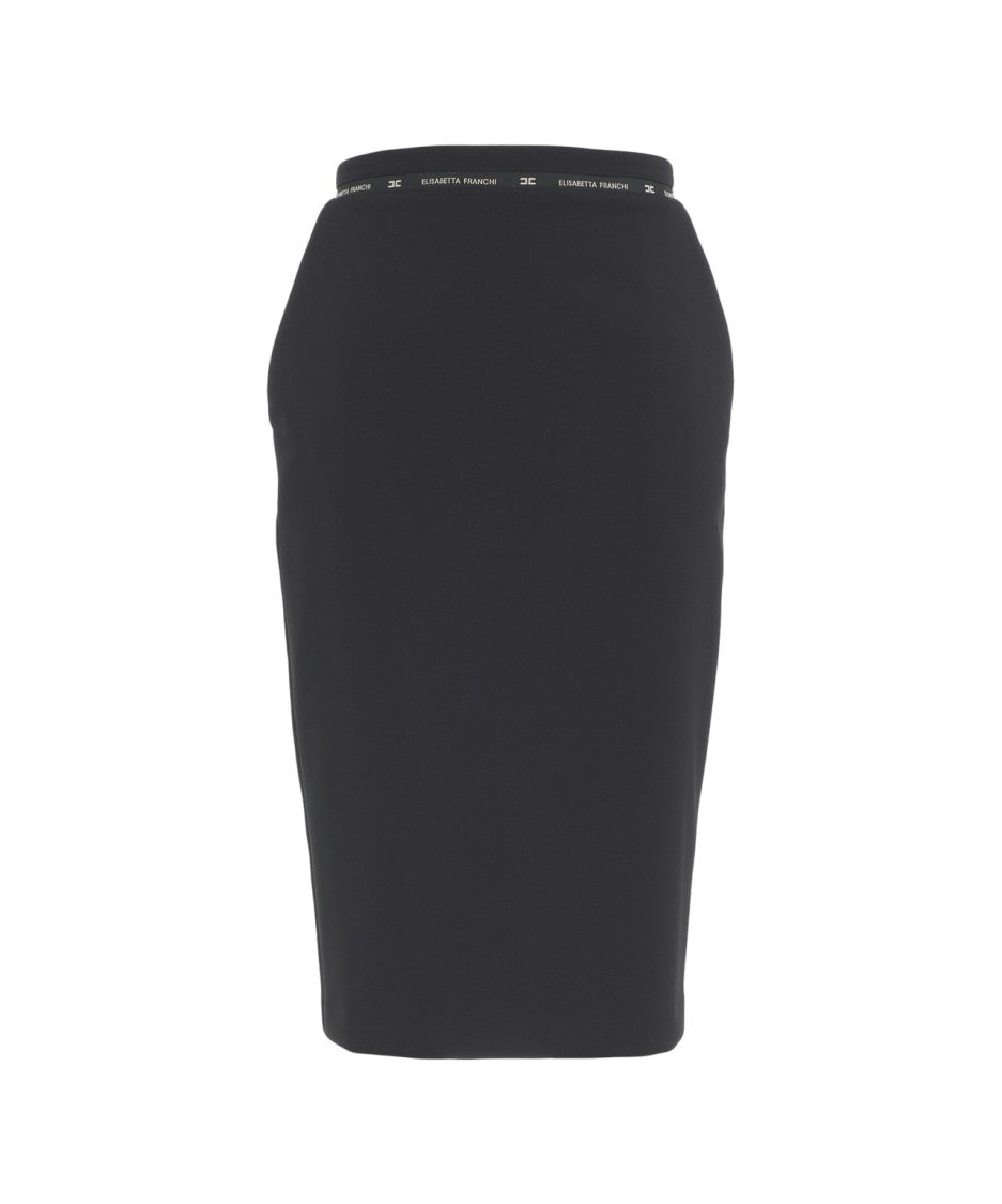 Elisabetta Franchi Pencil Skirt With Iconic Logo Waistband