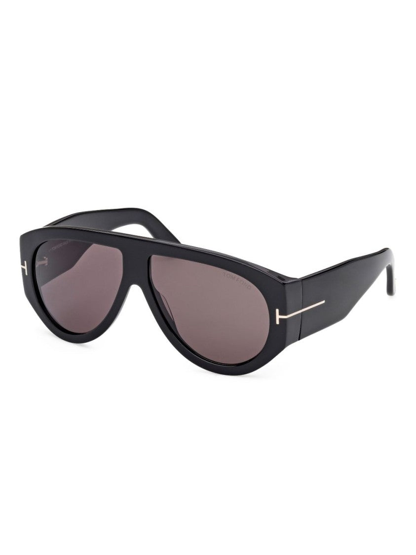Tom Ford Glossy Black Frame Sunglasses With T-Shaped Accents