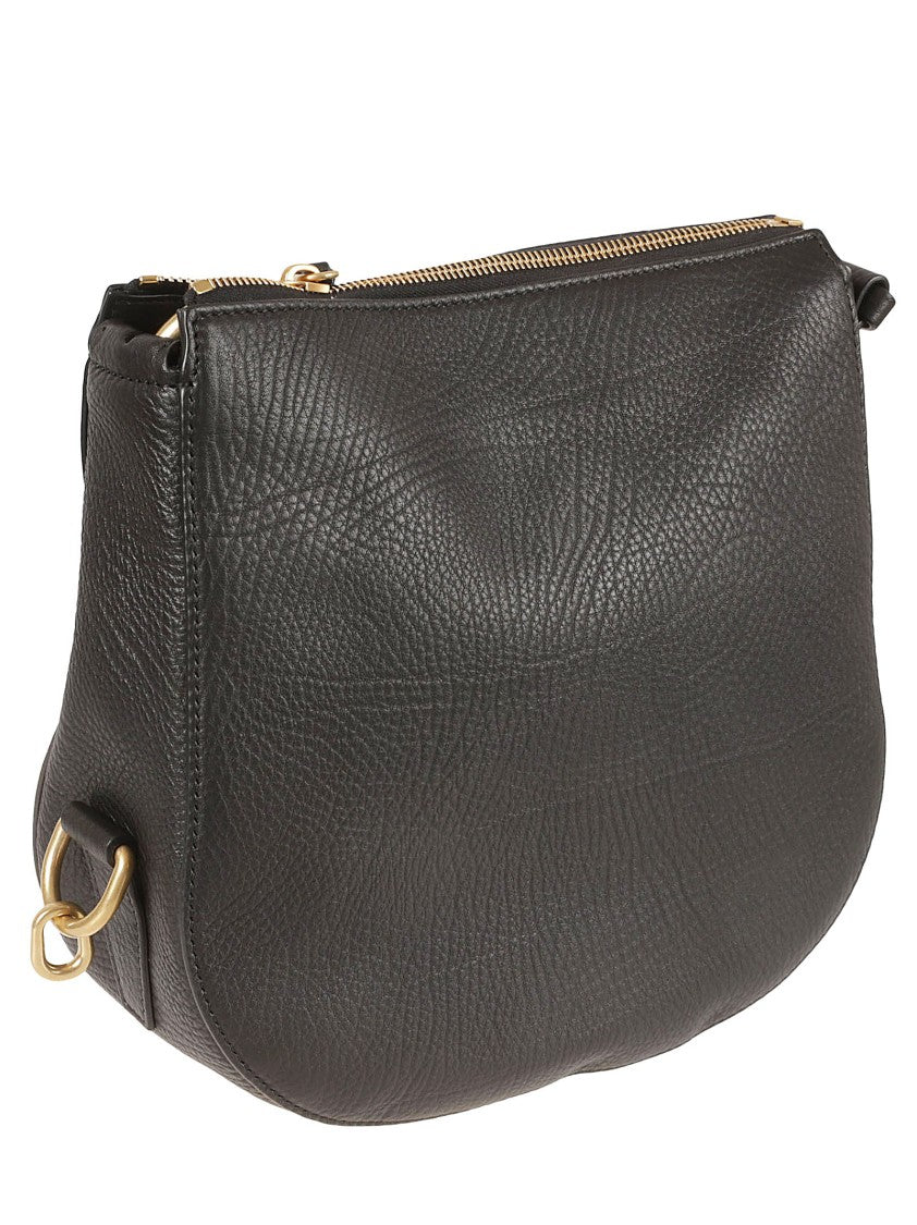 Burberry Rounded Leather Handbag With Textured Finish