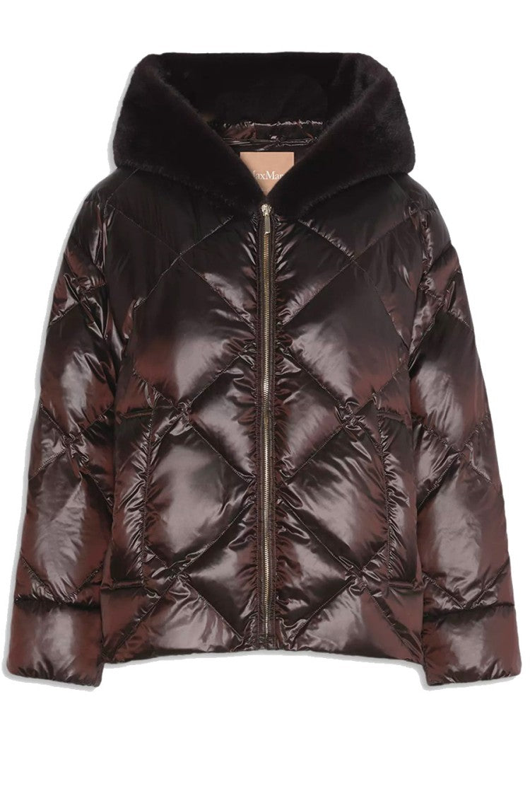Max Mara Dark Brown Mtcnebbie Diamond-Quilted Polyamide Puffer Jacket