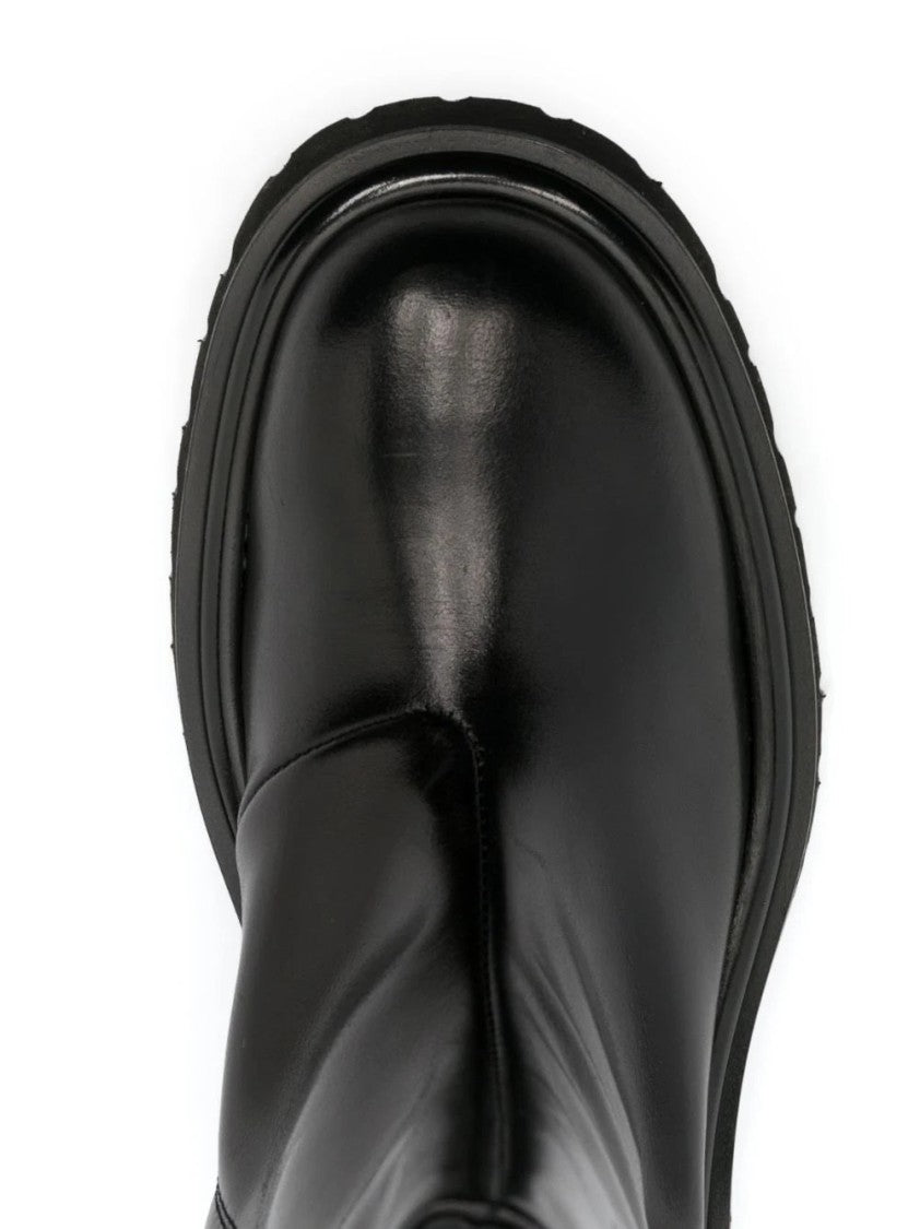 Moschino Leather Ankle Boots With Rubber Sole