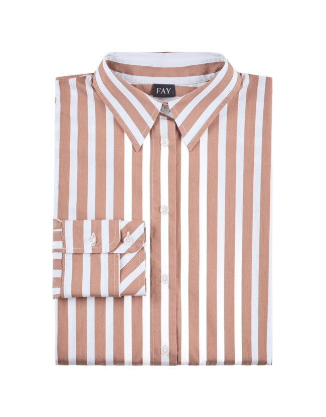 Fay Classic Striped Long-Sleeve Shirt With Wing Collar