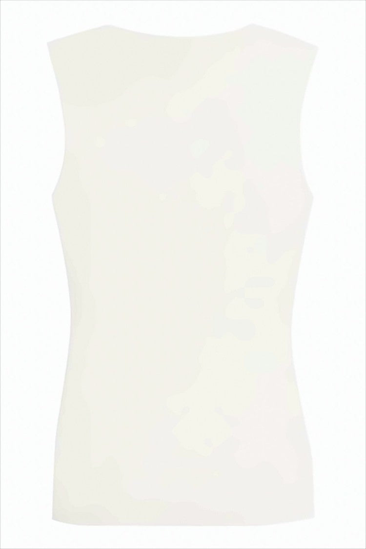 Ami Paris Fitted Sleeveless Top In Soft Ribbed Fabric