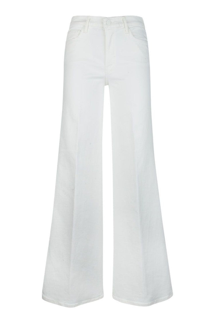Mother White The Twister Sneak Five-Pocket Cotton-Blend Flared Jeans