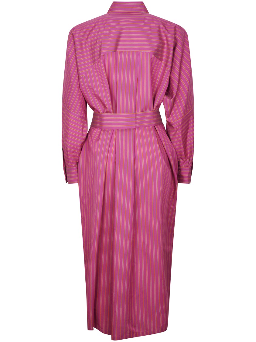 Max Mara Shirt Dress With Pointed Collar And Contrasting Stripes