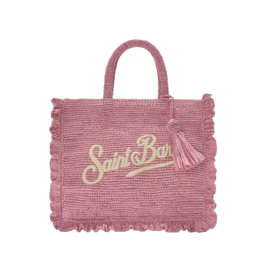 Mc2 Saint Barth Textured Woven Raffia Tote Bag With Contrasting Logo