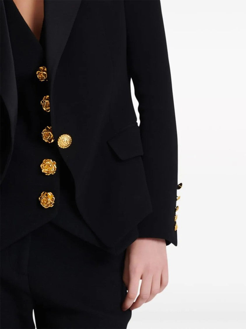 Balmain Satin-Lapel Single-Breasted Blazer
