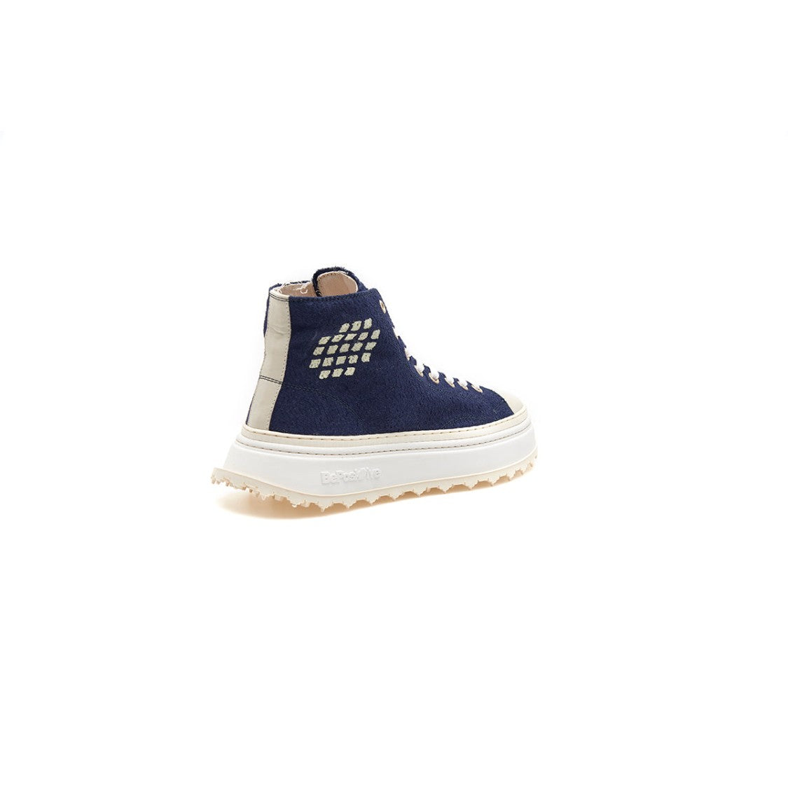 Bepositive Leather Canvas Navy Mid-Cut Sneakers