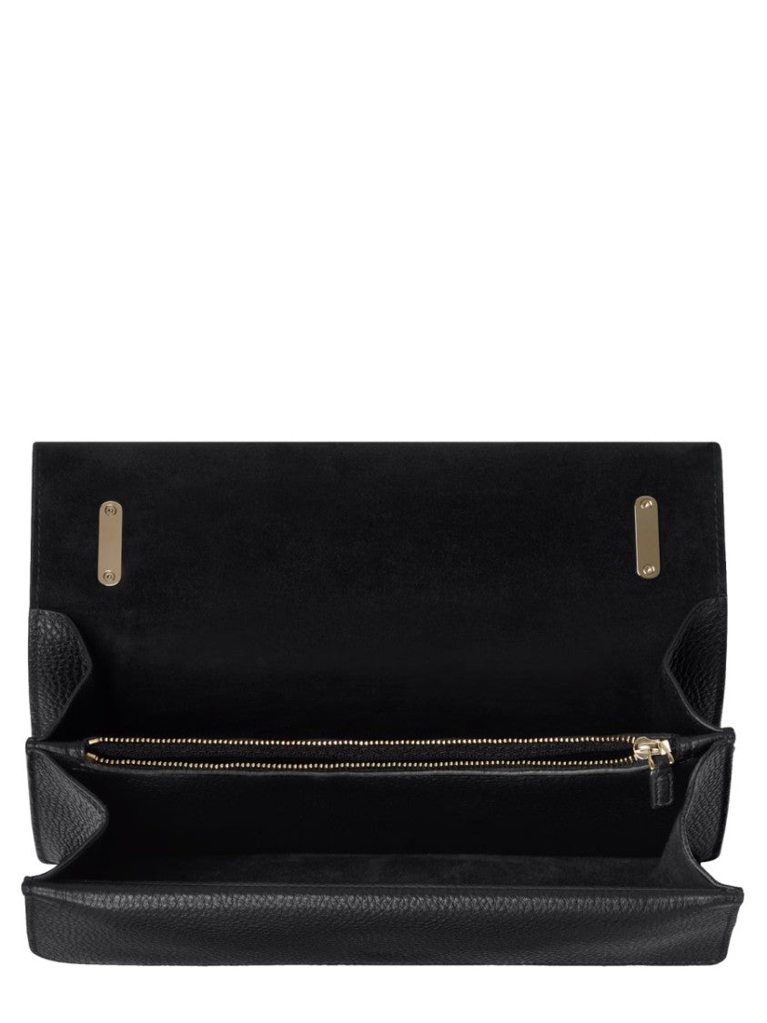 Gucci Textured Calfskin Shoulder Bag With Double Tiger Head Buckle