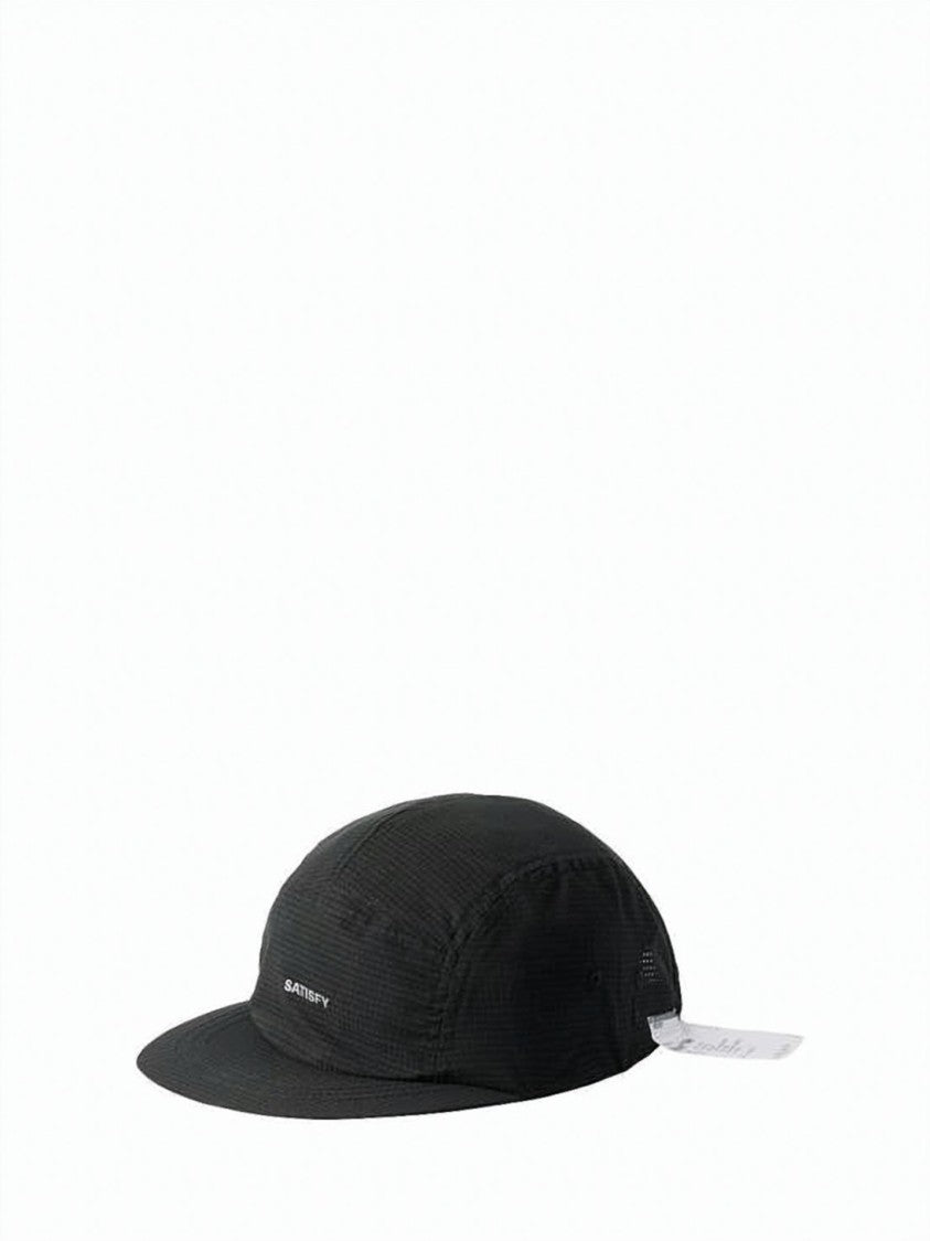 Satisfy Structured Black Polyester Cap With Subtle Grid Texture