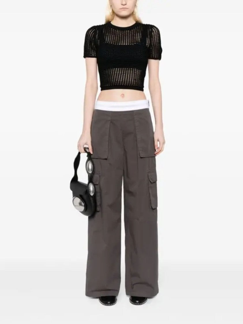 Alexander Wang Grey Wide-Leg Flap Pocket Cotton Cargo Pants