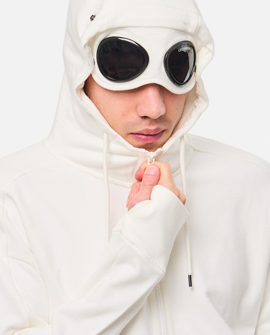 C.P. Company Full-Zip White Sweatshirt With Visor Hood