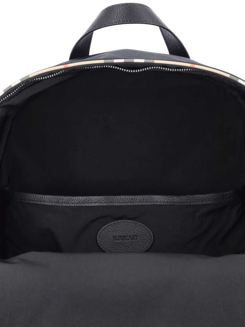 Burberry Black Fabric Check Detail Backpack