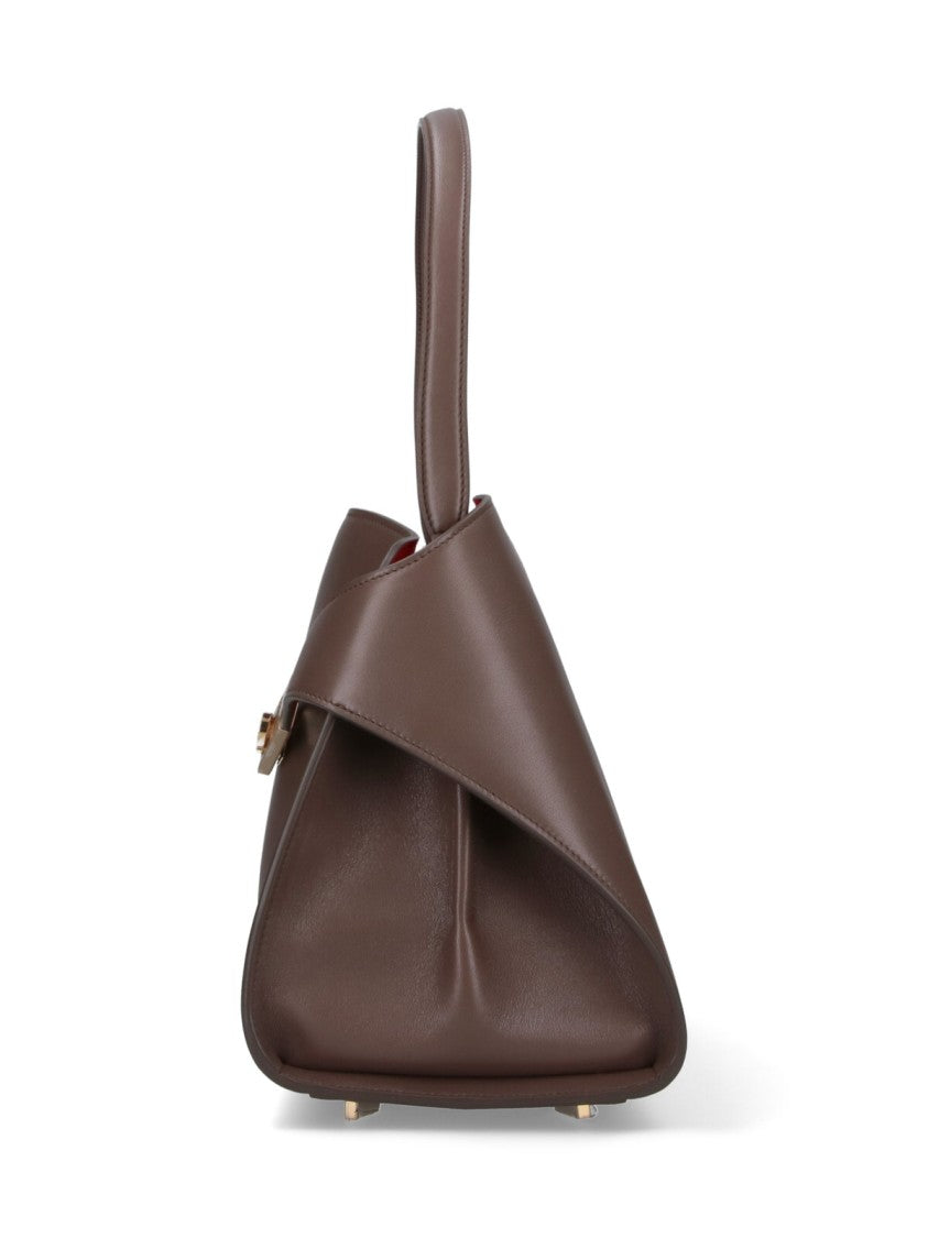 Ferragamo Medium Calf Leather Hug Soft Handbag With Gancini Closure