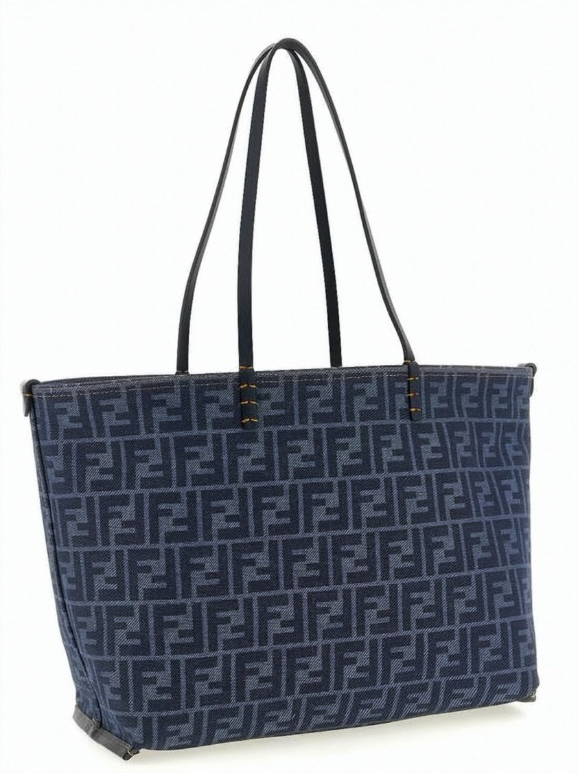 Fendi Monogram-Pattern Calf Leather Fabric Tote Bag