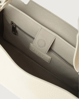 Orciani Hammered White Leather Shoulder Bag