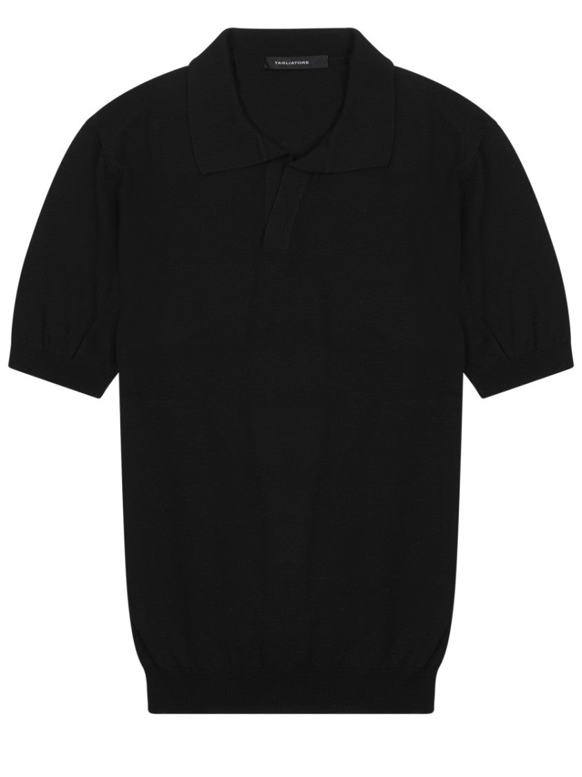 Tagliatore Cotton Fitted Ribbed Cuffs Polo Shirt