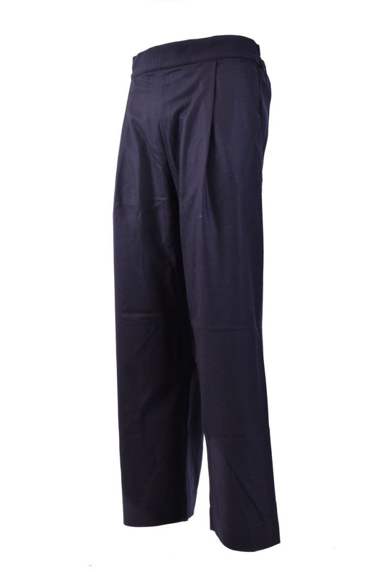 Laneus Relaxed Fit Deep Blue Trousers Pleated