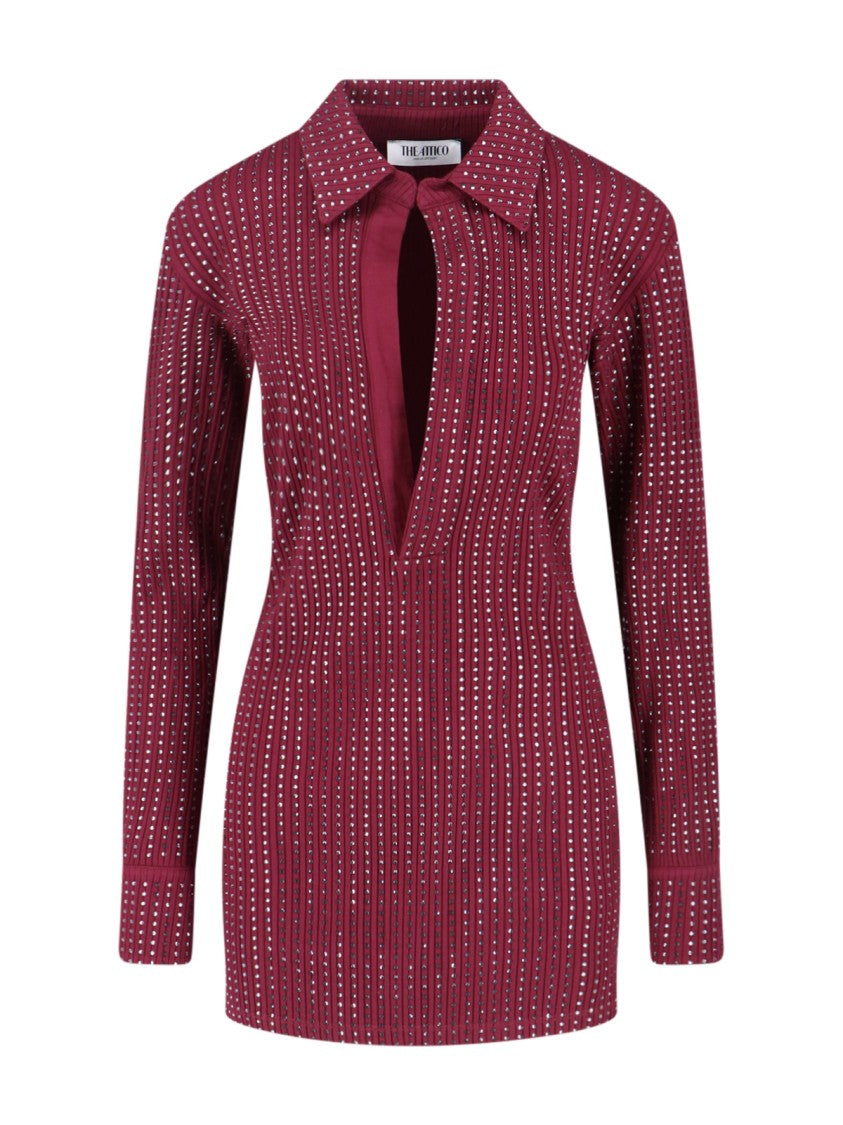 The Attico Mini Dress With Deep V-Neckline
