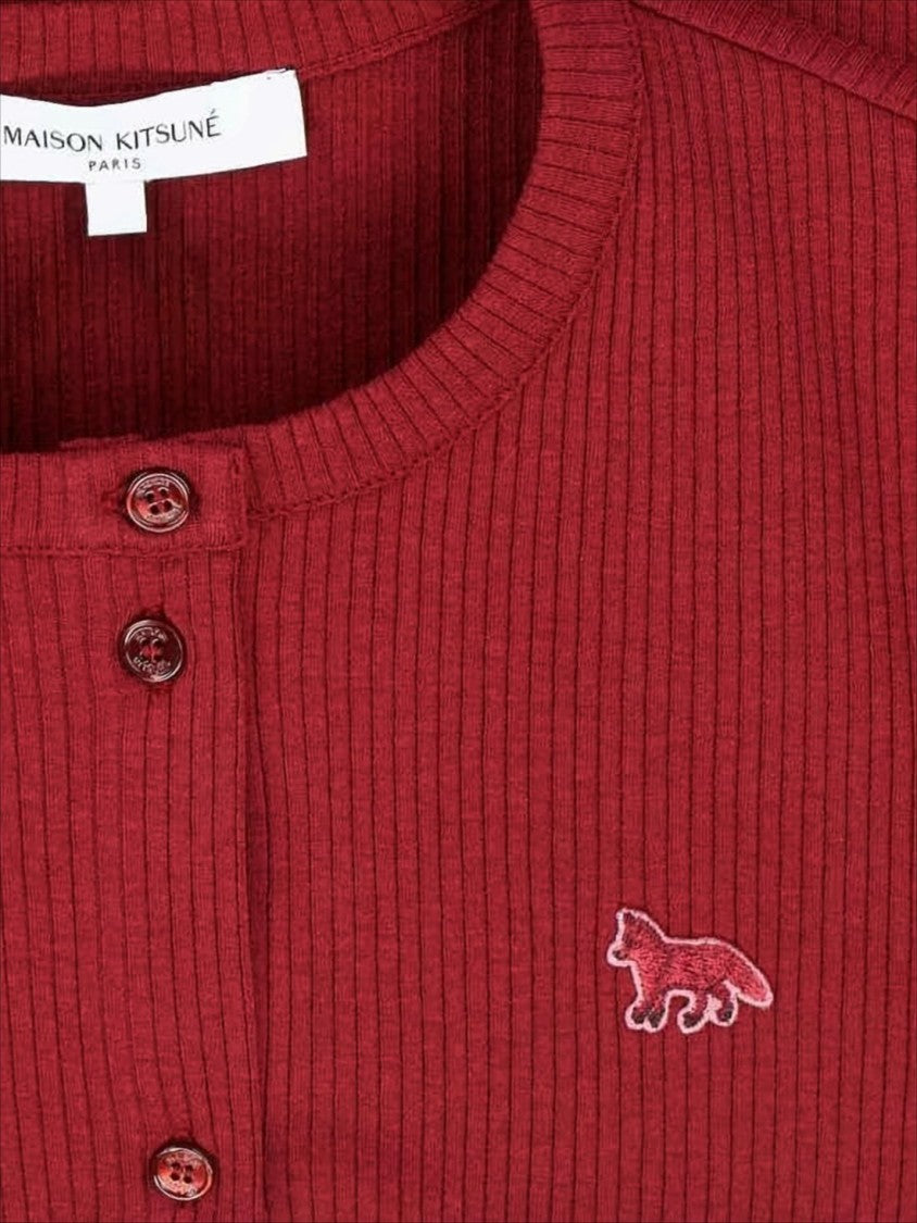 Maison Kitsuné Cropped Ribbed Cardigan With Button-Down Front