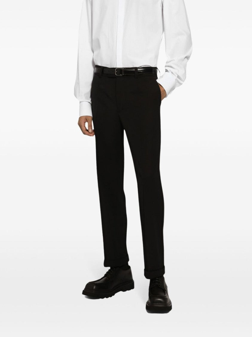 Dolce & Gabbana Tailored Black Trousers With Classic Waistband And Subtle Pleats