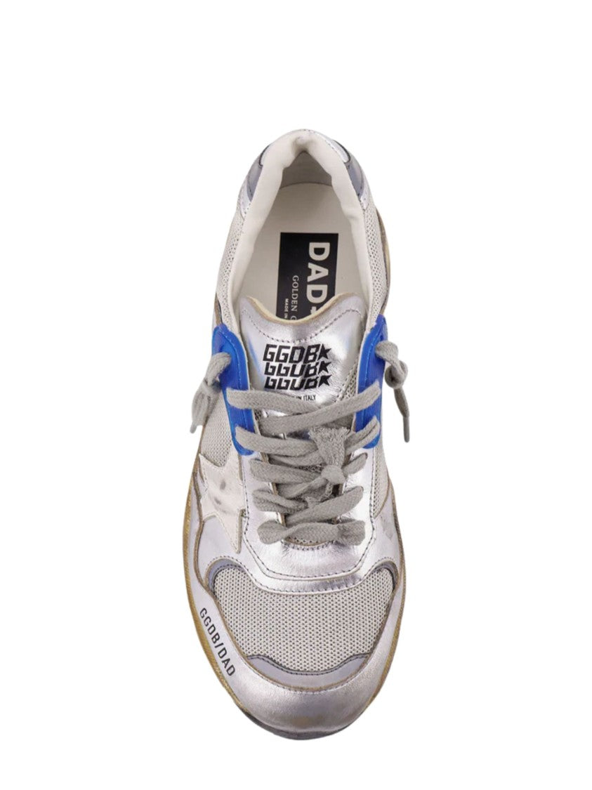 Golden Goose Silver Leather Dad Running Sneakers