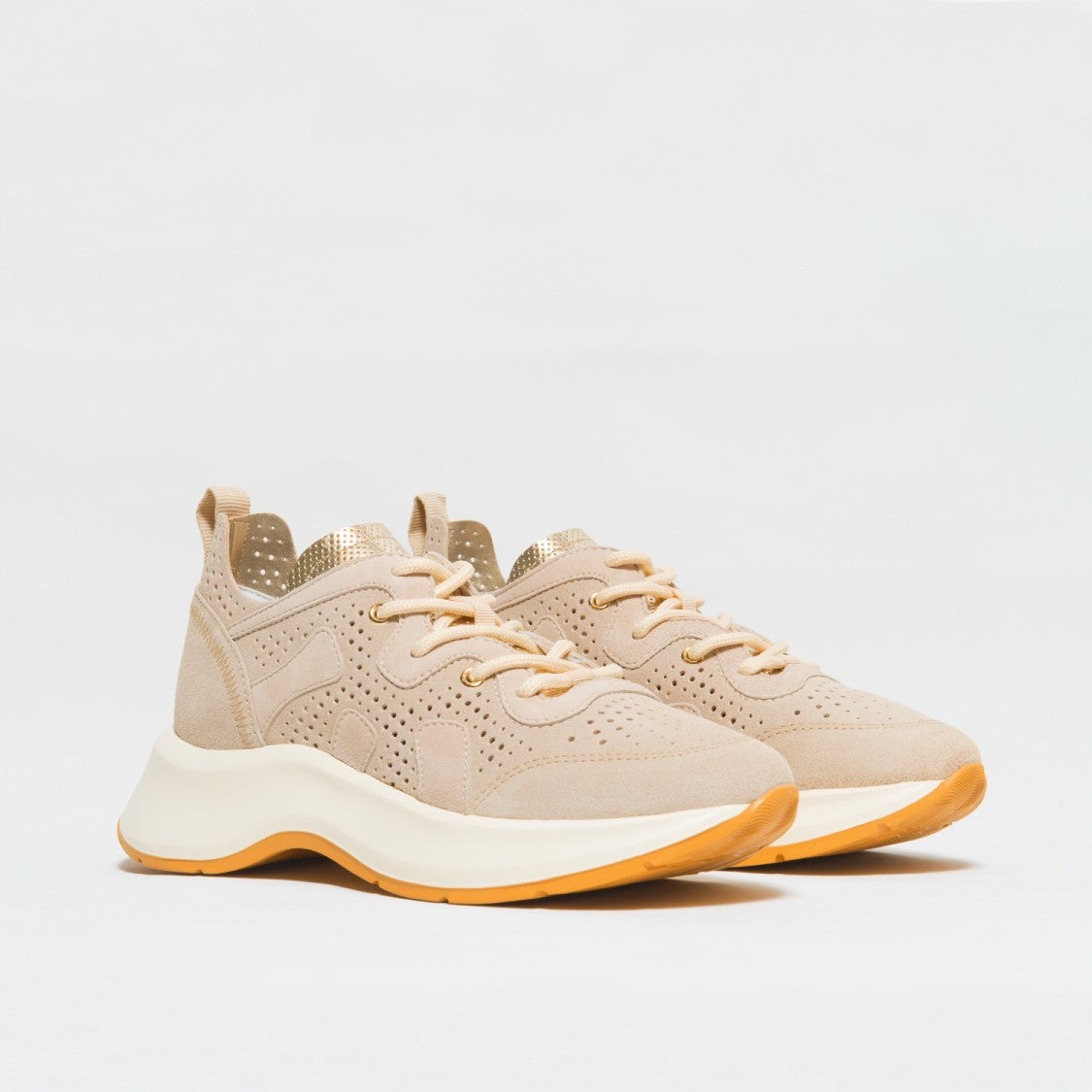 Hogan Perforated Beige Suede H585 Sneaker