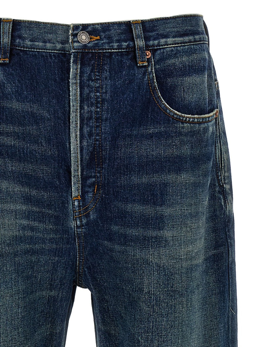 Saint Laurent Straight Leg Stonewashed Denim Jeans