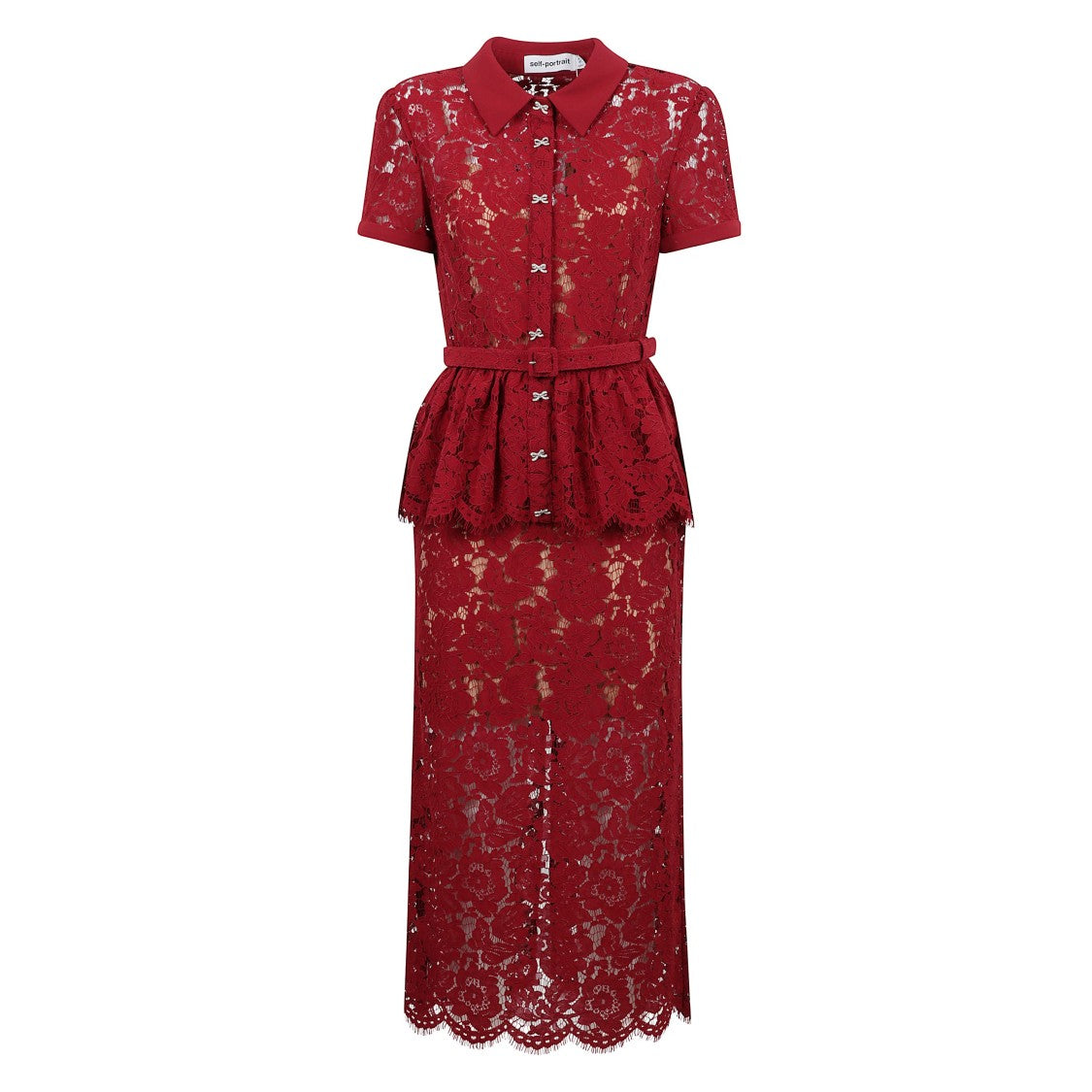 Self-Portrait Intricate Floral Lace Maxi Dress With Peplum Waist