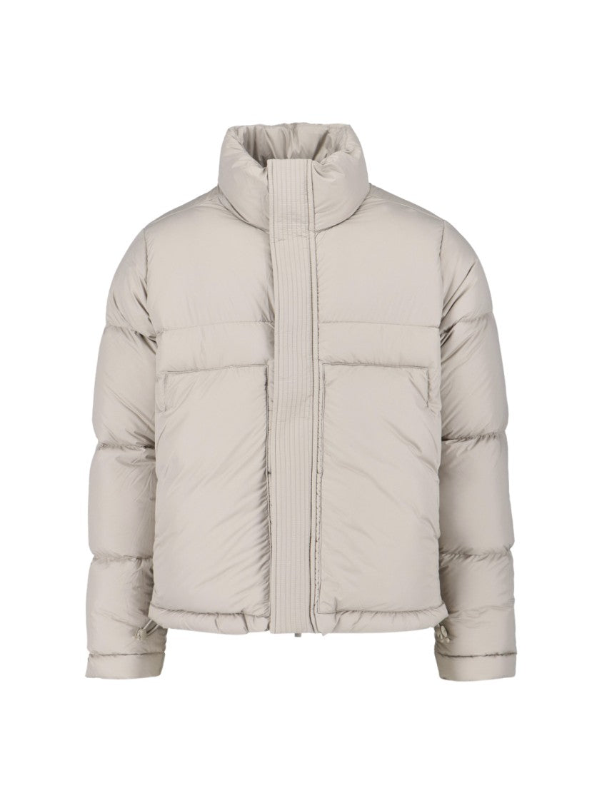 K-Way Beige Minimalist Jacket With Front Zipper Closure