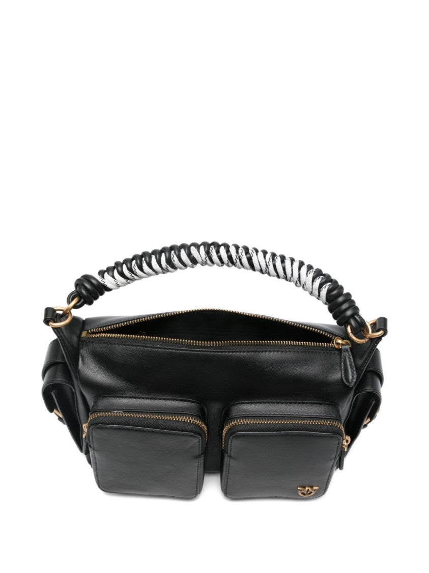 Pinko Nero E Oro Leather Shoulder Bag