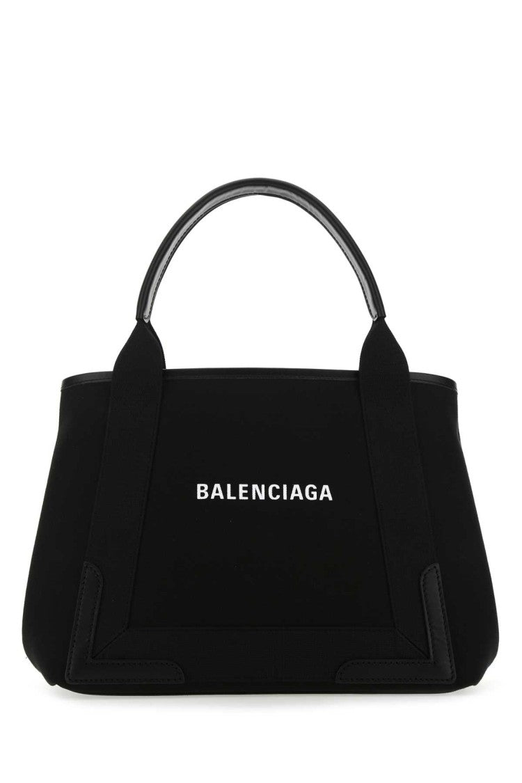 Balenciaga Black Canvas Small Cabas Navy Handbag