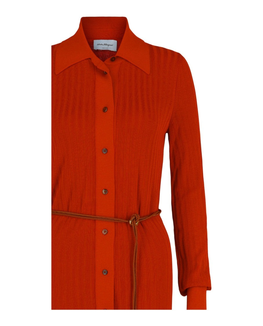Ferragamo Ribbed Knit Midi Dress