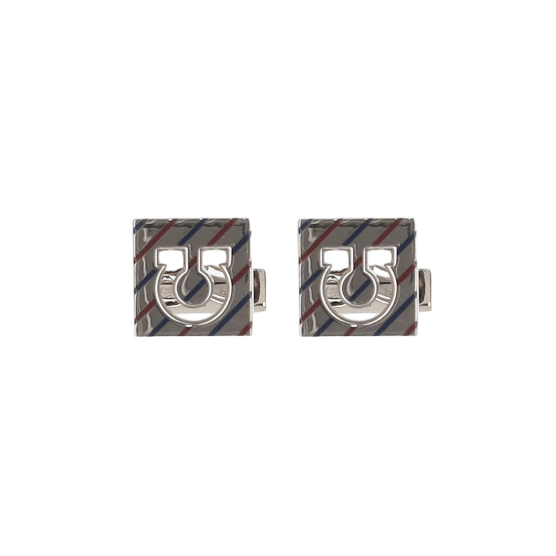 Salvatore Ferragamo Square-Shaped Brass Cufflinks With Horseshoe Emblem
