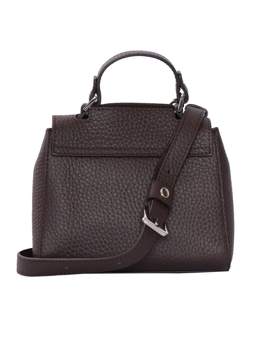 Claudio Orciani Mini Handheld Shoulder Bag In Pebbled Leather