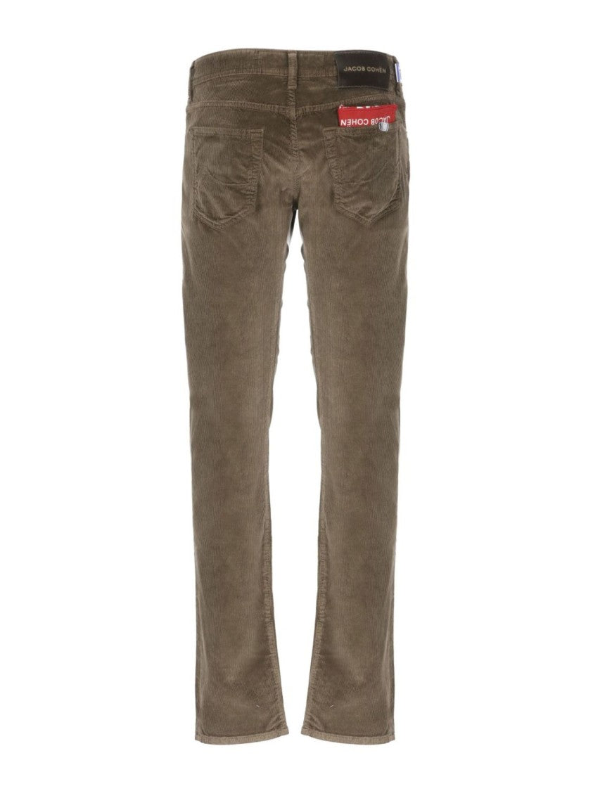 Jacob Cohen Refined Brown Corduroy Pants With Embroidered Logo