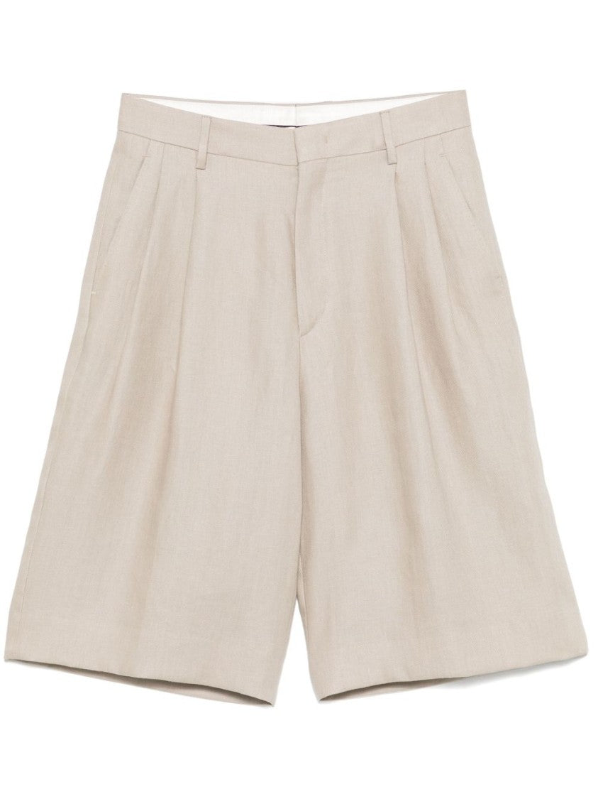 Tagliatore Tailored Tortora Bermuda Shorts In Lightweight Linen
