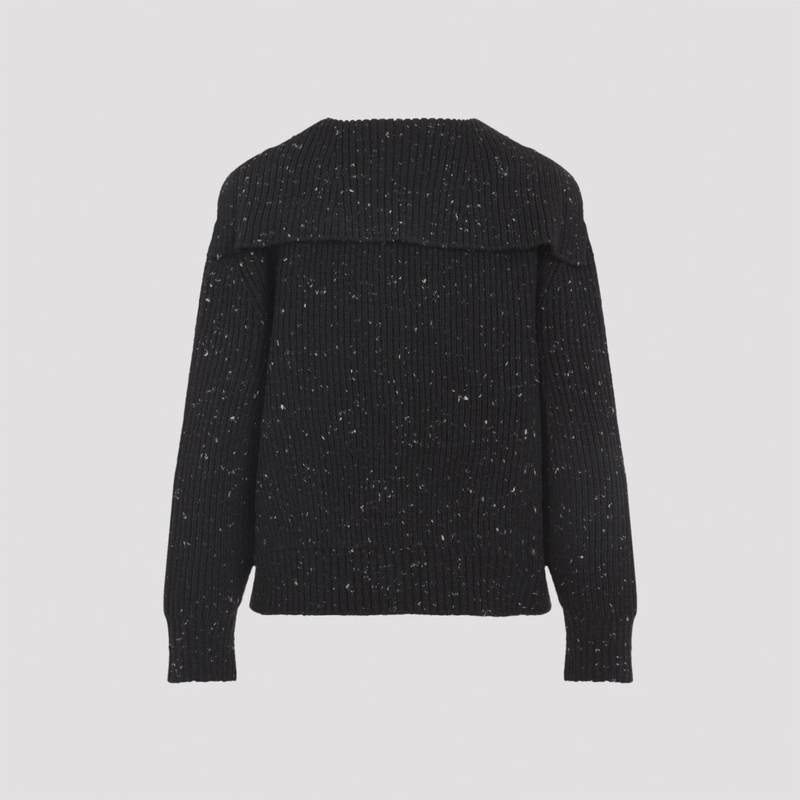 Bottega Veneta Speckled Black Knitted Cardigan With Hood And Functional Pockets