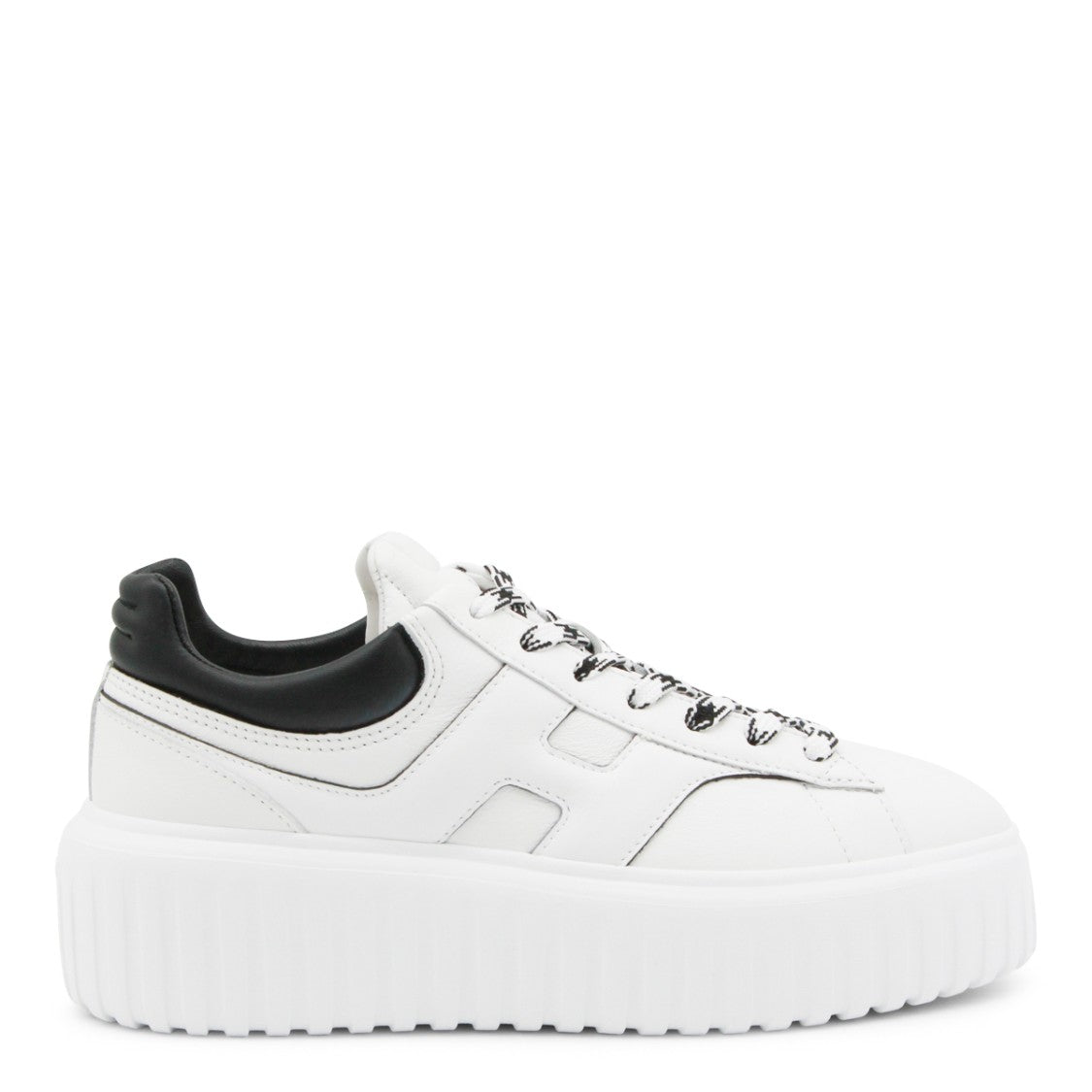 Hogan White And Black Leather Sneakers
