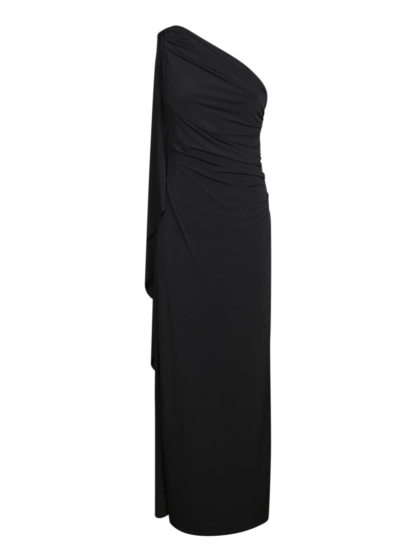 Blanca Vita One-Shoulder Draped Black Evening Dress With Gathered Detailing