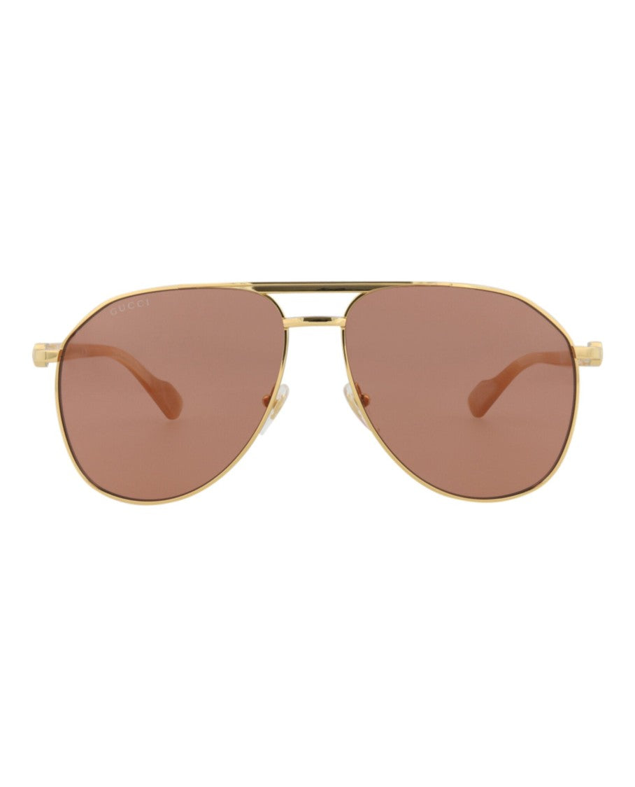Gucci Aviator-Frame Metal Sunglasses