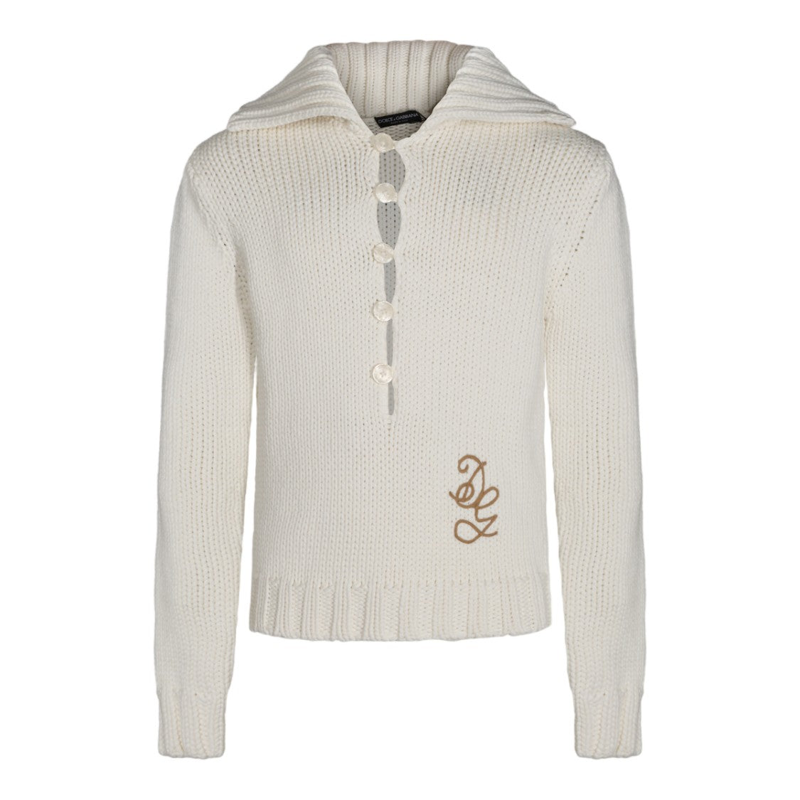 Dolce & Gabbana Chunky Knit Buttoned High-Neck Sweater