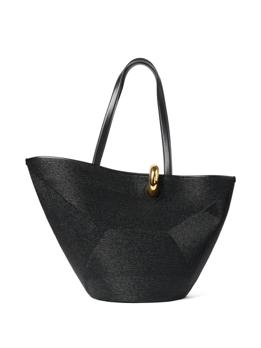 Jacquemus Black Textured Gold Hardware Tote Bag