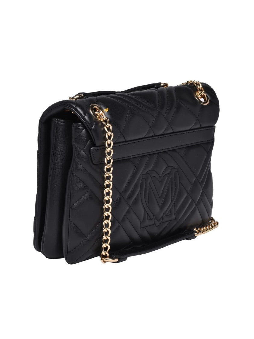 Love Moschino Black Polyurethane Quilted Shoulder Bag