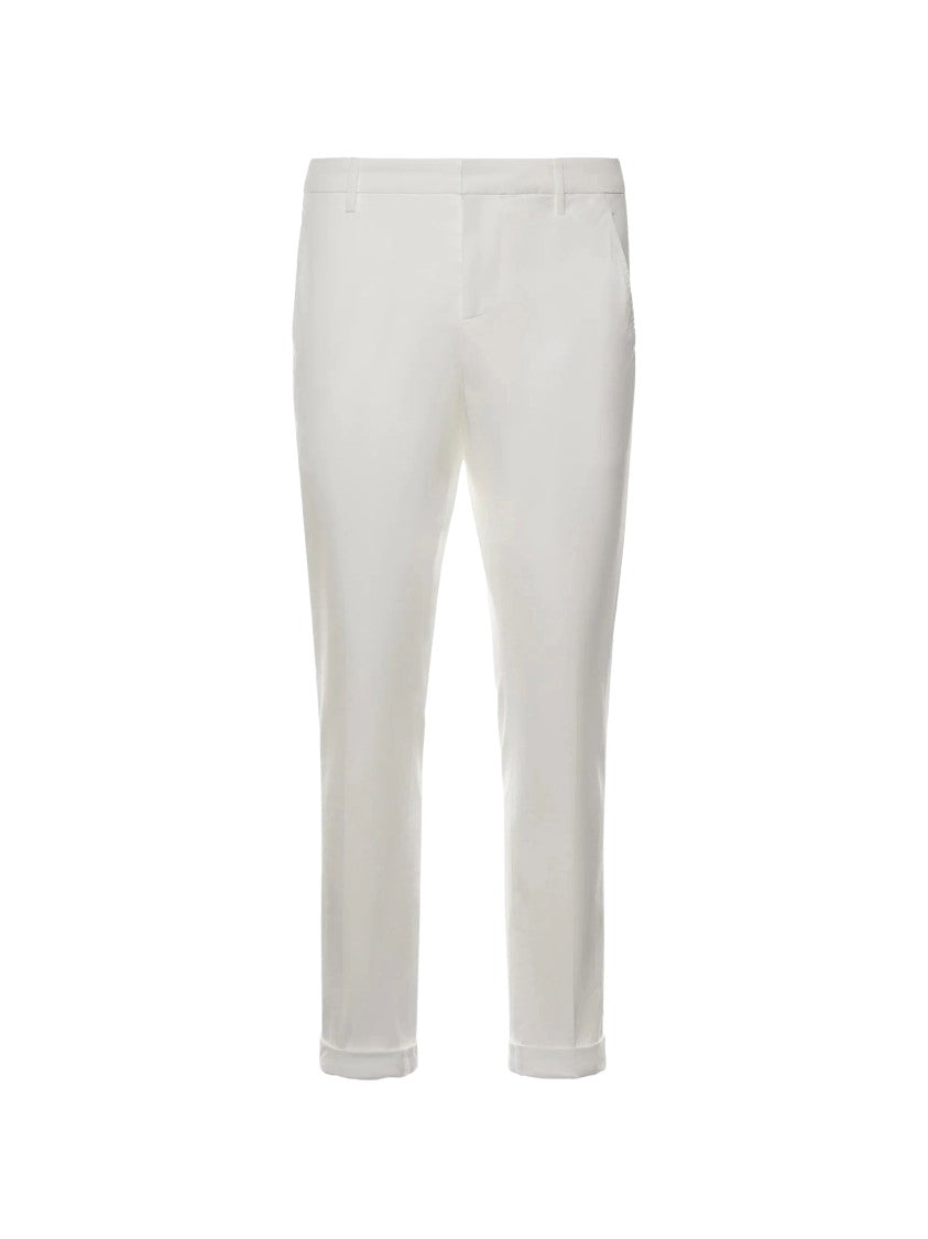 Dondup White Gaubert Regular Fit Stretch Cotton Trousers