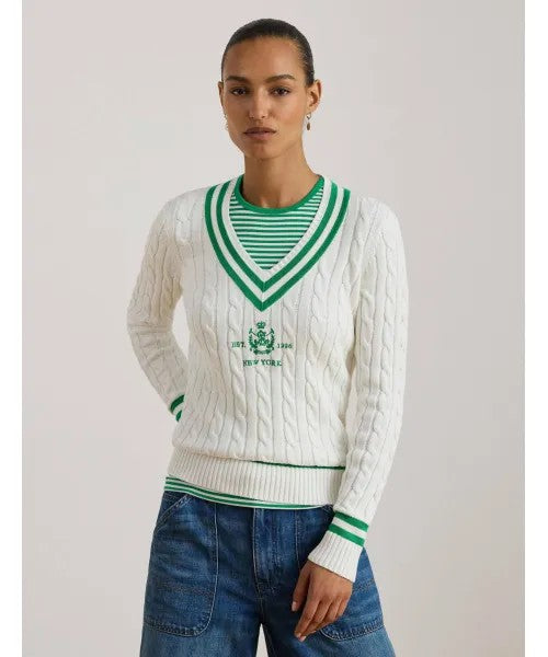 Lauren Ralph Lauren White Meren Linen Pullover Sweater
