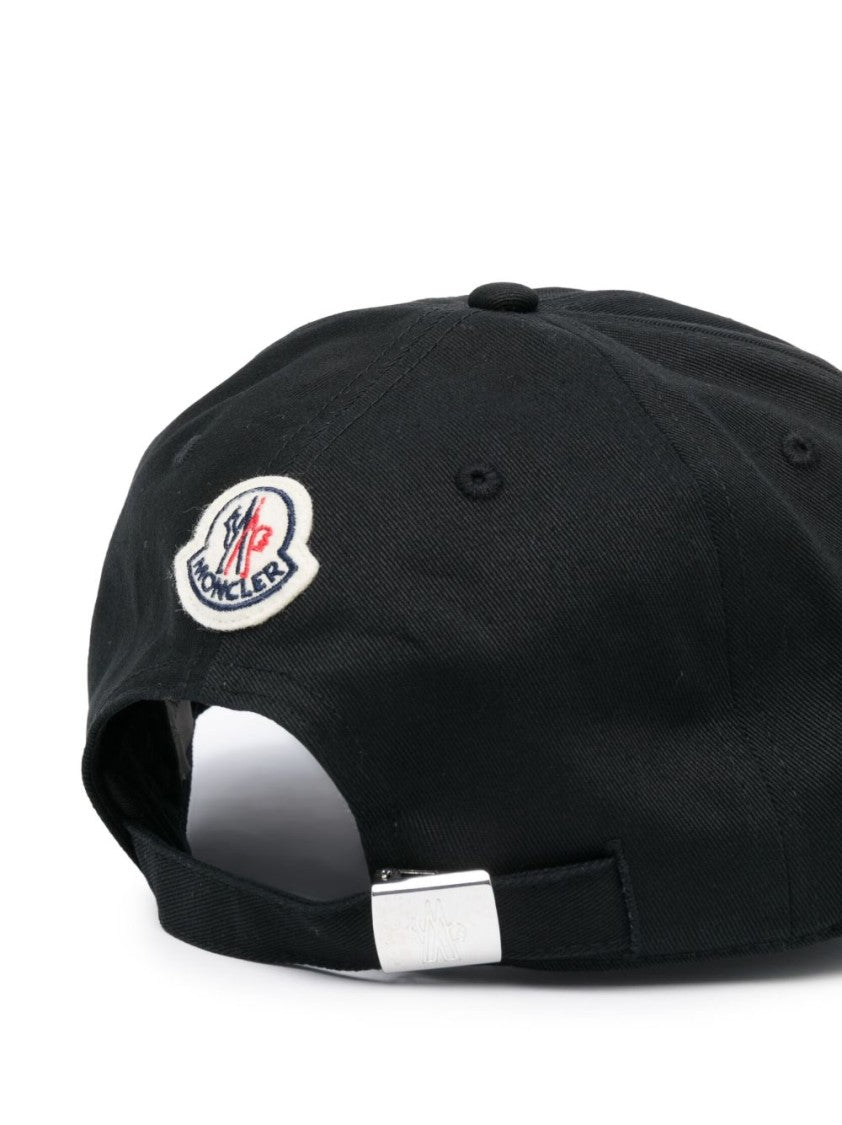 Moncler Black Classic Baseball Embroidered Patch Hat