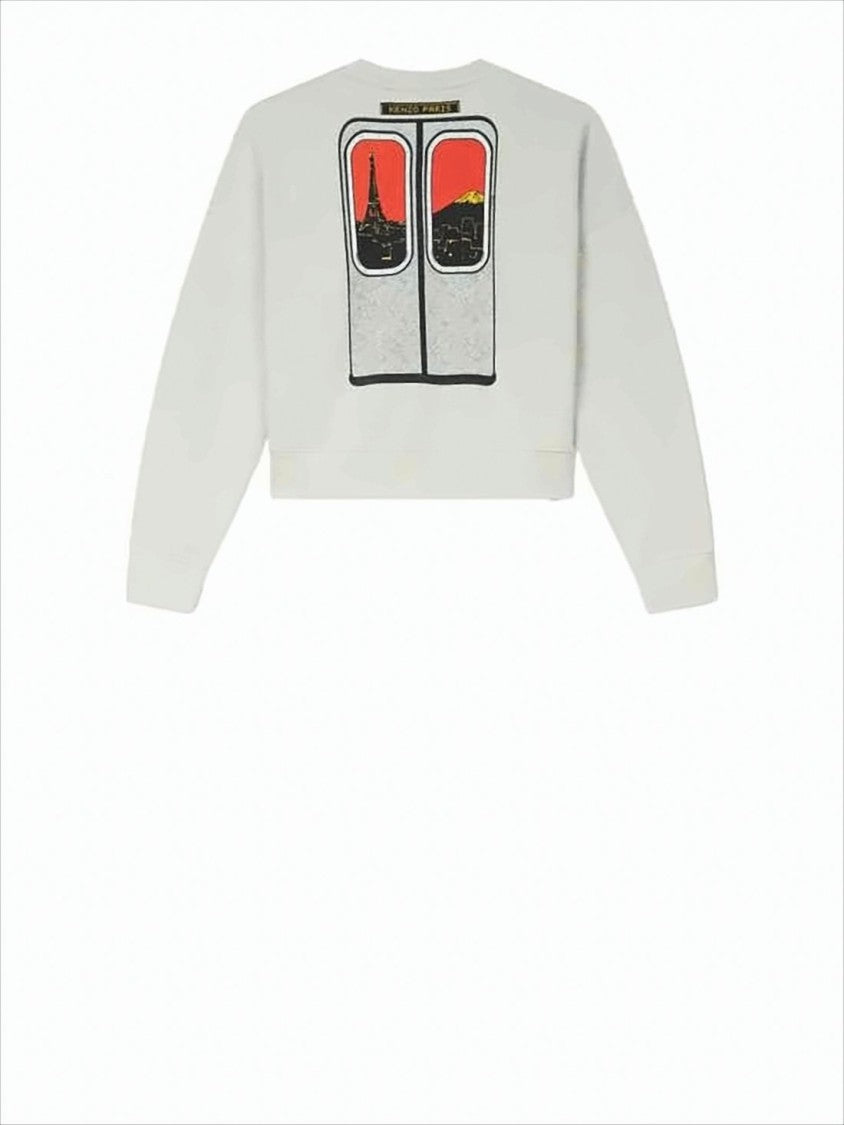 Kenzo Cropped Long-Sleeve Graphic Top With Bold Print